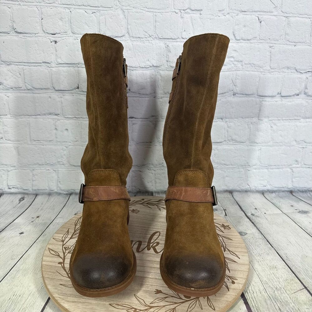 Ugg Australia Tall Boots Size 7.5 Everglade Leather Suede Buckle Distressed - Picture 2 of 12
